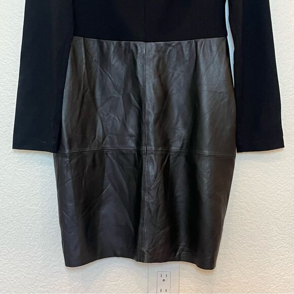 Trina Turk NWT! Sutherland Ponte Leather Long Sleeve Mini Dress in Black size 12 - Picture 6 of 16